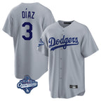 LA.Dodgers #3 Edwin D¨ªaz Player Gray World Series Meet Game Fdoa Stitched Jerseys