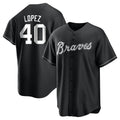 A.Braves #40 Reynaldo Lopez player Black&White Replica Stitched Jerseys