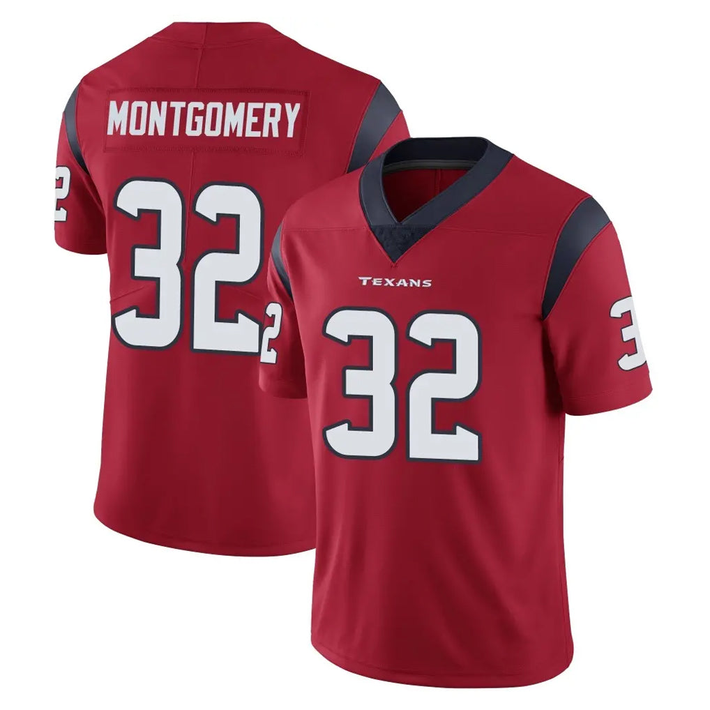 H.Texans #32 David Montgomery Player Red Limited Vapor Untouchable Home Game Gdoa Stitched Jerseys