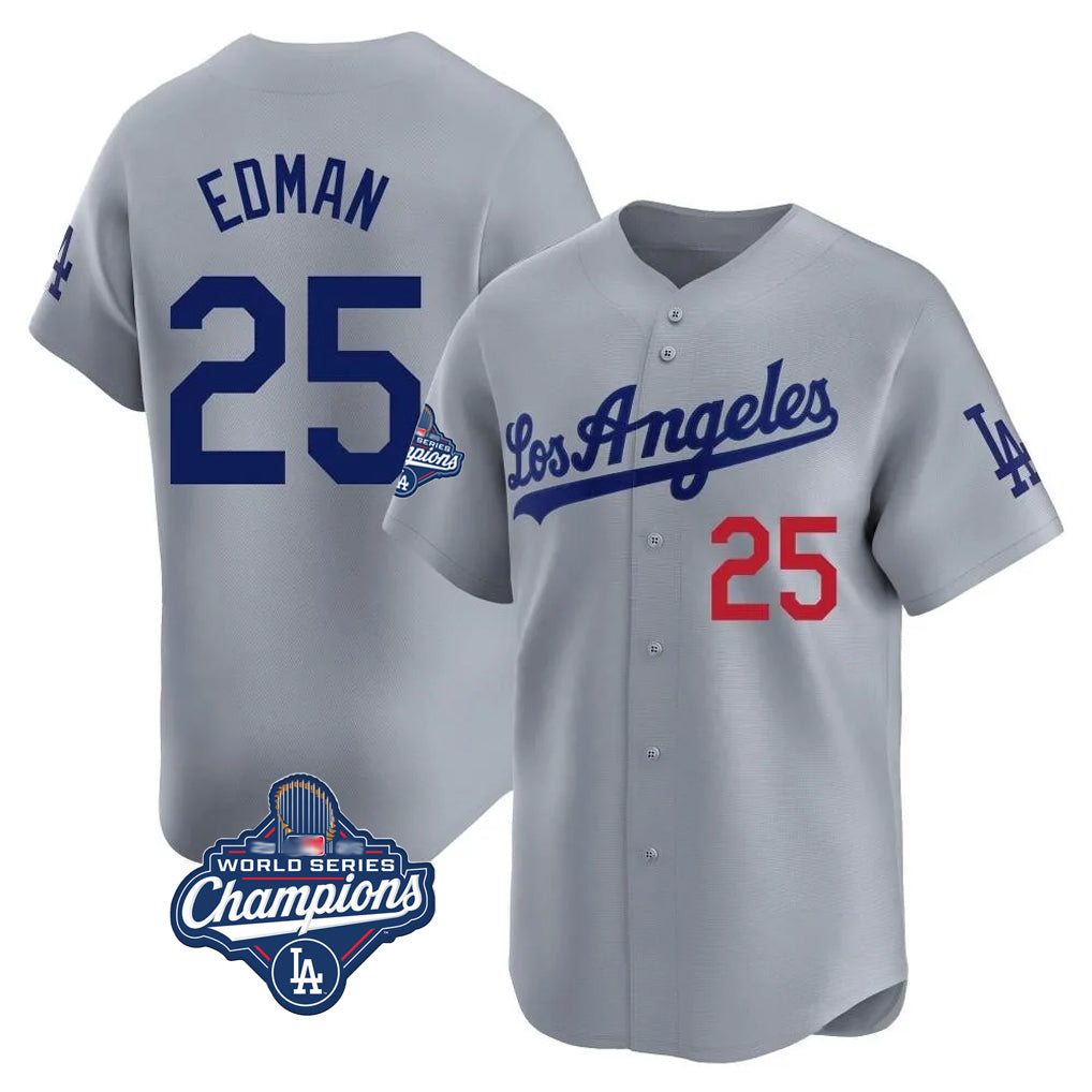 LA.Dodgers #25 Tommy Edman Player Gray World Series Meet Limited Home Fdoa Stitched Jerseys