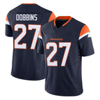 D.Broncos #27 J.K. Dobbins Player Navy Limited Vapor F.U.S.E. Home Game Gdoa Stitched Jerseys
