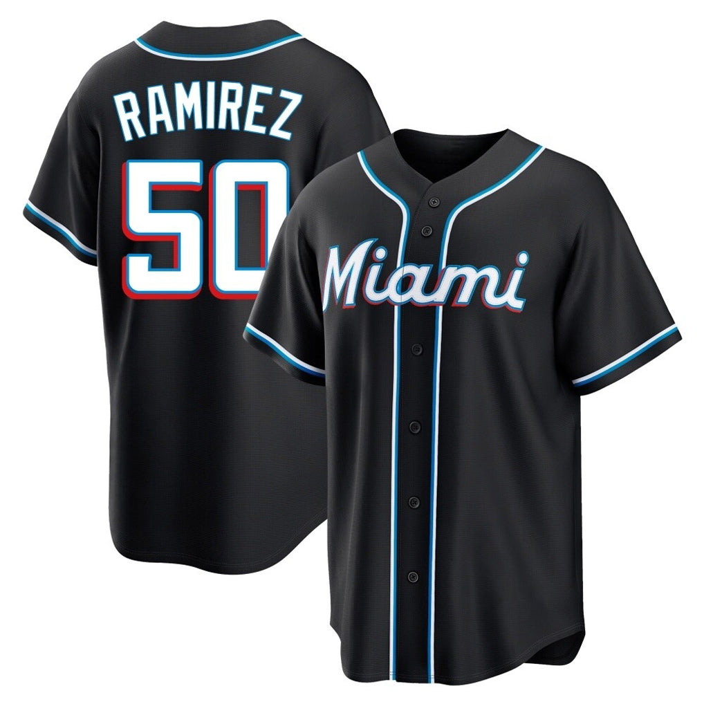 M.Marlins #50 Agustin Ramirez Player Black Fashion Out Home Game Fdoa Stitched Jerseys