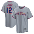 NY.Mets #12 Francisco Lindor Player Gray Road Home Game Fdoa Stitched Jerseys