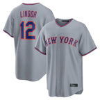 NY.Mets #12 Francisco Lindor Player Gray Road Home Game Fdoa Stitched Jerseys