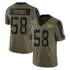 KC.Chiefs #58 Derrick Thomas Player Olive Salute To Service Limited Game Gdoa Stitched Jerseys