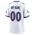 Custom B.Ravens White Home Game Any Name & Numbers Gdoa Stitched Jerseys
