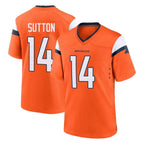 D.Broncos #14 Courtland Sutton Player Orange Home Game Gdoa Stitched Jerseys