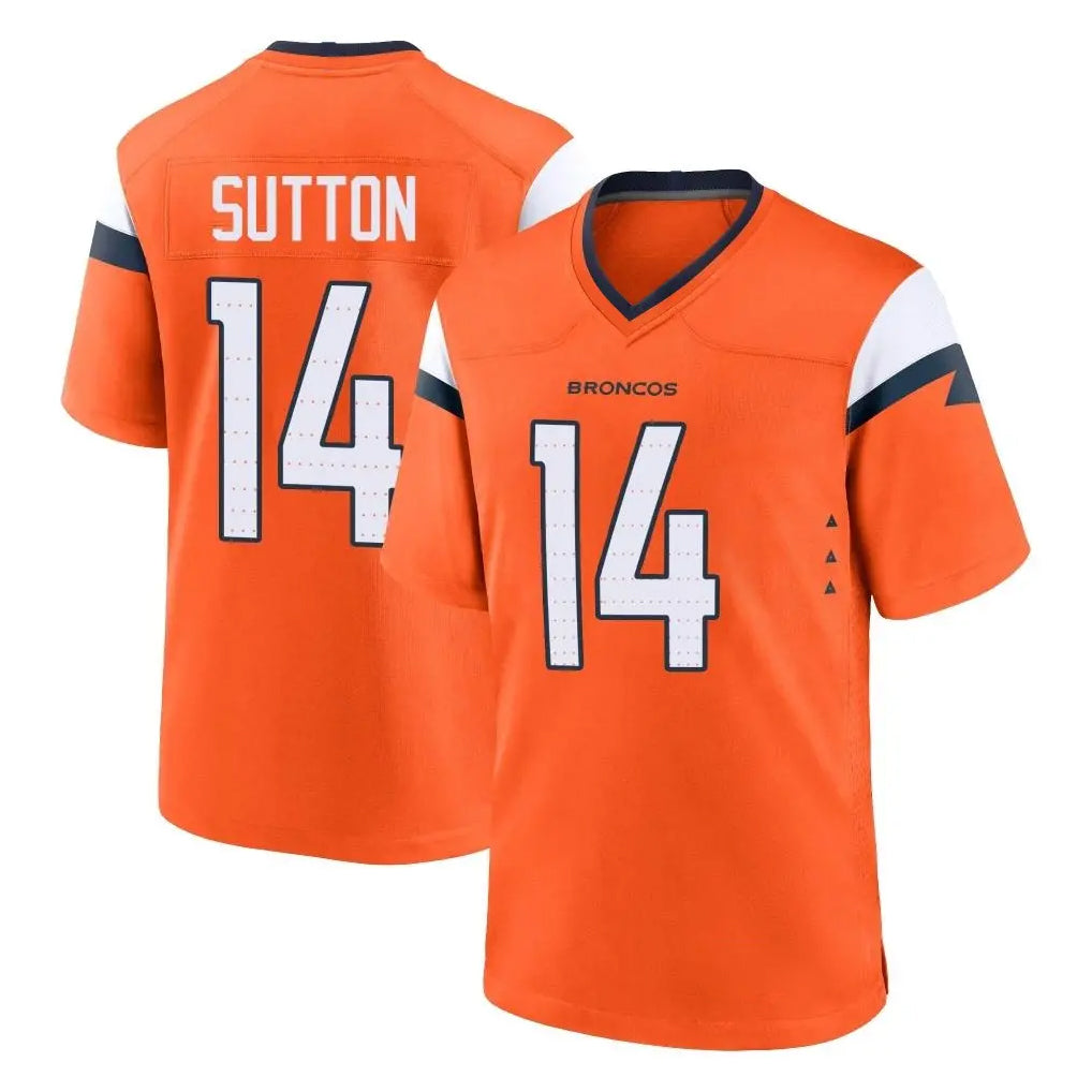 D.Broncos #14 Courtland Sutton Player Orange Home Game Gdoa Stitched Jerseys