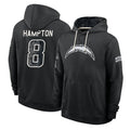 LA.Chargers #8 Omarion Hampton Player 2026 Black Logo Pullover Hoodies Limited Game Stitched Jerseys