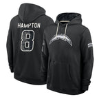 LA.Chargers #8 Omarion Hampton Player 2026 Black Logo Pullover Hoodies Limited Game Stitched Jerseys