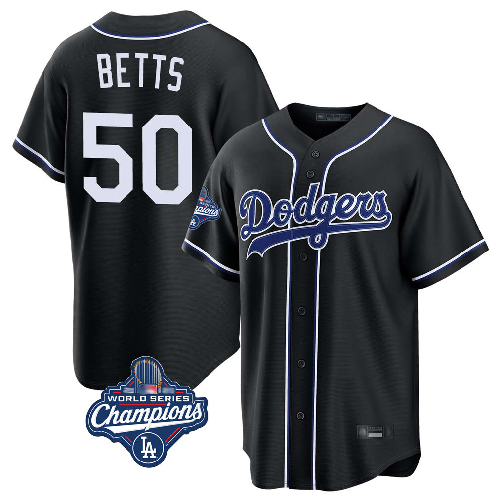 LA.Dodgers #50 Mookie Betts Player Black World Series Meet Carbon Limited Home Fdoa Stitched Jerseys
