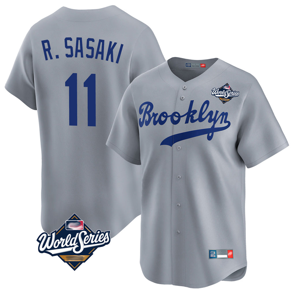 LA.Dodgers #11 Roki Sasaki Player Gray World Series Game Limited Home Fdoa Stitched Jerseys
