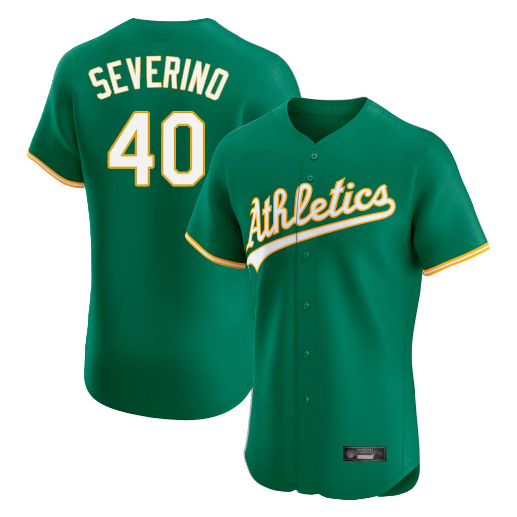Athletics #40 Luis Severino Player Kelly Green Limited Elite Home Game Gdoa Stitched Jerseys