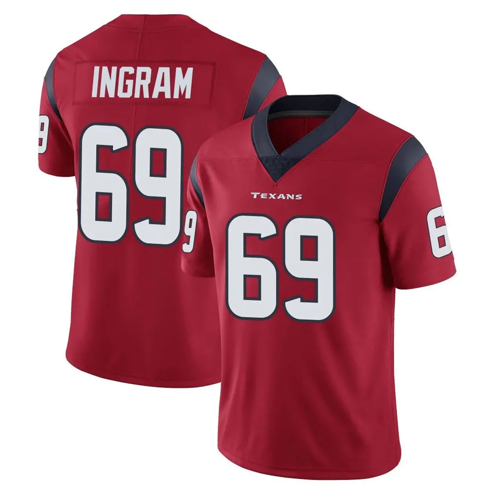 H.Texans #69 Ed Ingram Player Red Limited Vapor Untouchable Home Game Gdoa Stitched Jerseys