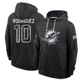 M.Dolphins #10 Jacob Rodriguez Player 2026 Black Logo Pullover Hoodies Limited Game Gdoa Stitched Jerseys