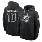 M.Dolphins #10 Jacob Rodriguez Player 2026 Black Logo Pullover Hoodies Limited Game Gdoa Stitched Jerseys