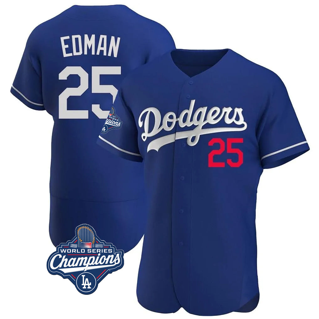 LA.Dodgers #25 Tommy Edman Player Royal World Series Meet Limited Elite Home Fdoa Stitched Jerseys