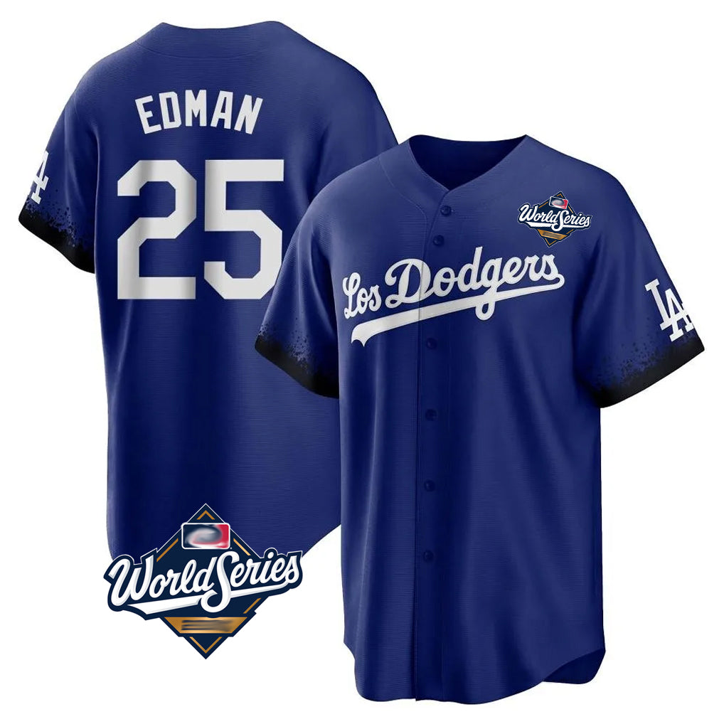 LA.Dodgers #25 Tommy Edman Player Royal World Series City Connect Home Game Fdoa Stitched Jerseys
