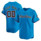 Custom M.Marlins Blue Limited Home Game Any Name & Number Gdoa Stitched Jerseys