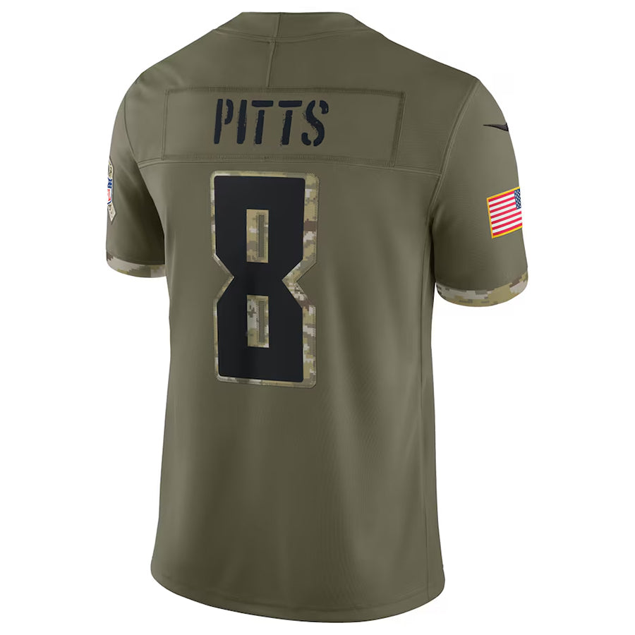 A.Falcons #8 Kyle Pitts Sr. Player Olive Salute To Service Limited Gdoa Stitched Jerseys