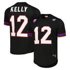 B.Bills #12 Jim Kelly Player Black Mitchell & Ness Replica Mesh Limited Gdoa Stitched Jerseys