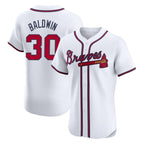 A.Braves #30 Drake Baldwin Player White Limited Elite Home Game Gdoa Stitched Jerseys