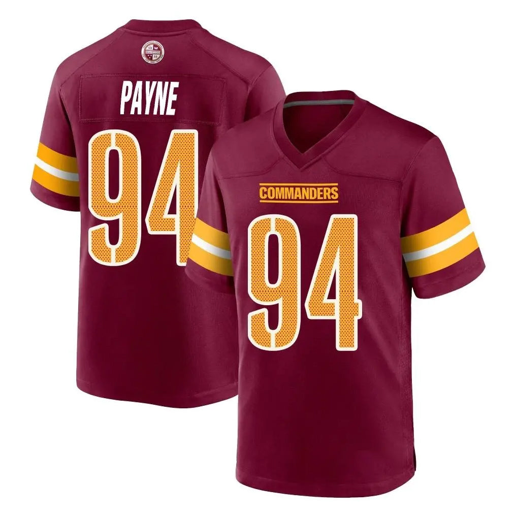 W.Commanders #94 Daron Payne Player Burgundy Home Game Gdoa Stitched Jerseys