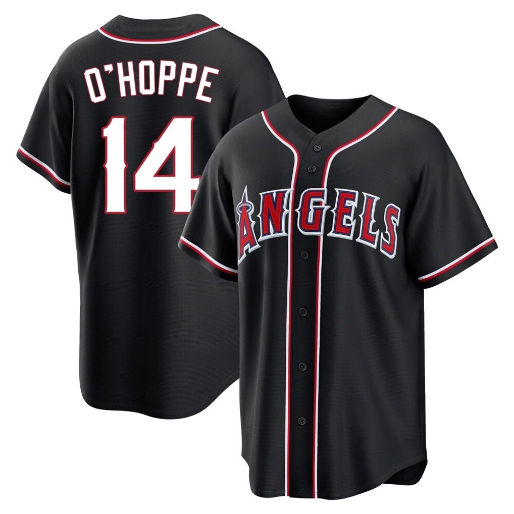 LA.Angels #14 Logan O'Hoppe Player Black Fashion Out Home Game Fdoa Stitched Jerseys
