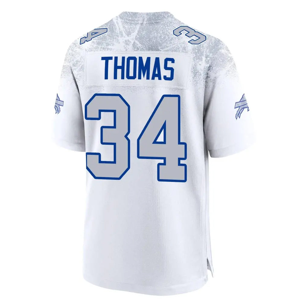 B.Bills #34 Thurman Thomas Player White Rivalries Collection Game Gdoa Stitched Jerseys