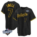 LA.Dodgers #7 Blake Snell Player Black Snake Skin City Game Home World Series Fdoa Stitched Jerseys