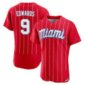 M.Marlins #9 Xavier Edwards Player Red City Connect Home Limited Elite Fdoa Stitched Jerseys