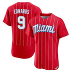 M.Marlins #9 Xavier Edwards Player Red City Connect Home Limited Elite Fdoa Stitched Jerseys
