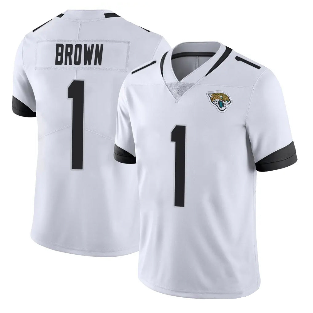 J.Jaguars #1 Montaric Brown Player White Vapor Untouchable Limited Home Game Gdoa Stitched Jerseys