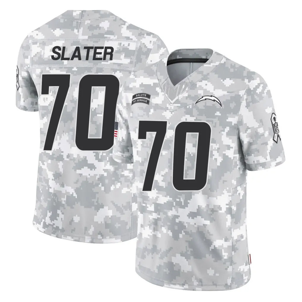 LA.Chargers #70 Rashawn Slater Player Arctic Camo Salute To Service Limited Game Gdoa Stitched Jerseys