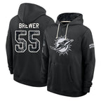 M.Dolphins #55 Aaron Brewer Player 2026 Black Logo Pullover Hoodies Limited Game Gdoa Stitched Jerseys