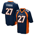 D.Broncos #27 J.K. Dobbins Player Navy Game Gdoa Stitched Jerseys