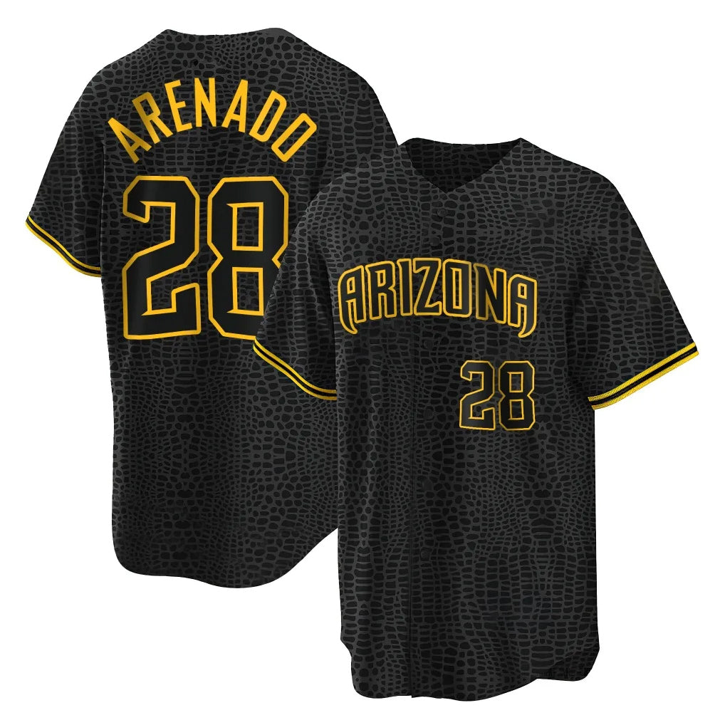A.Diamondbacks #28 Nolan Arenado Player Black Snake Skin City Home Game Gdoa Stitched Jerseys