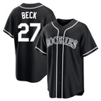 C.Rockies #27 Jordan Beck Player Black Fashion Out Home Game Gdoa Stitched Jerseys