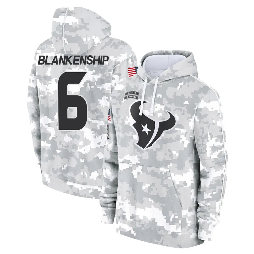 H.Texans #6 Reed Blankenship Player Arctic Camo Salute to Service Hoodies Limited Game Gdoa Stitched Jerseys