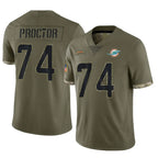 M.Dolphins #74 Kadyn Proctor Player Olive Salute To Service Limited Gdoa Stitched Jerseys