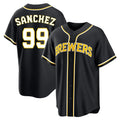 M.Brewers #99 Gary Sanchez Player Black Fashion Out Home Game Fdoa Stitched Jerseys