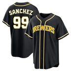 M.Brewers #99 Gary Sanchez Player Black Fashion Out Home Game Fdoa Stitched Jerseys