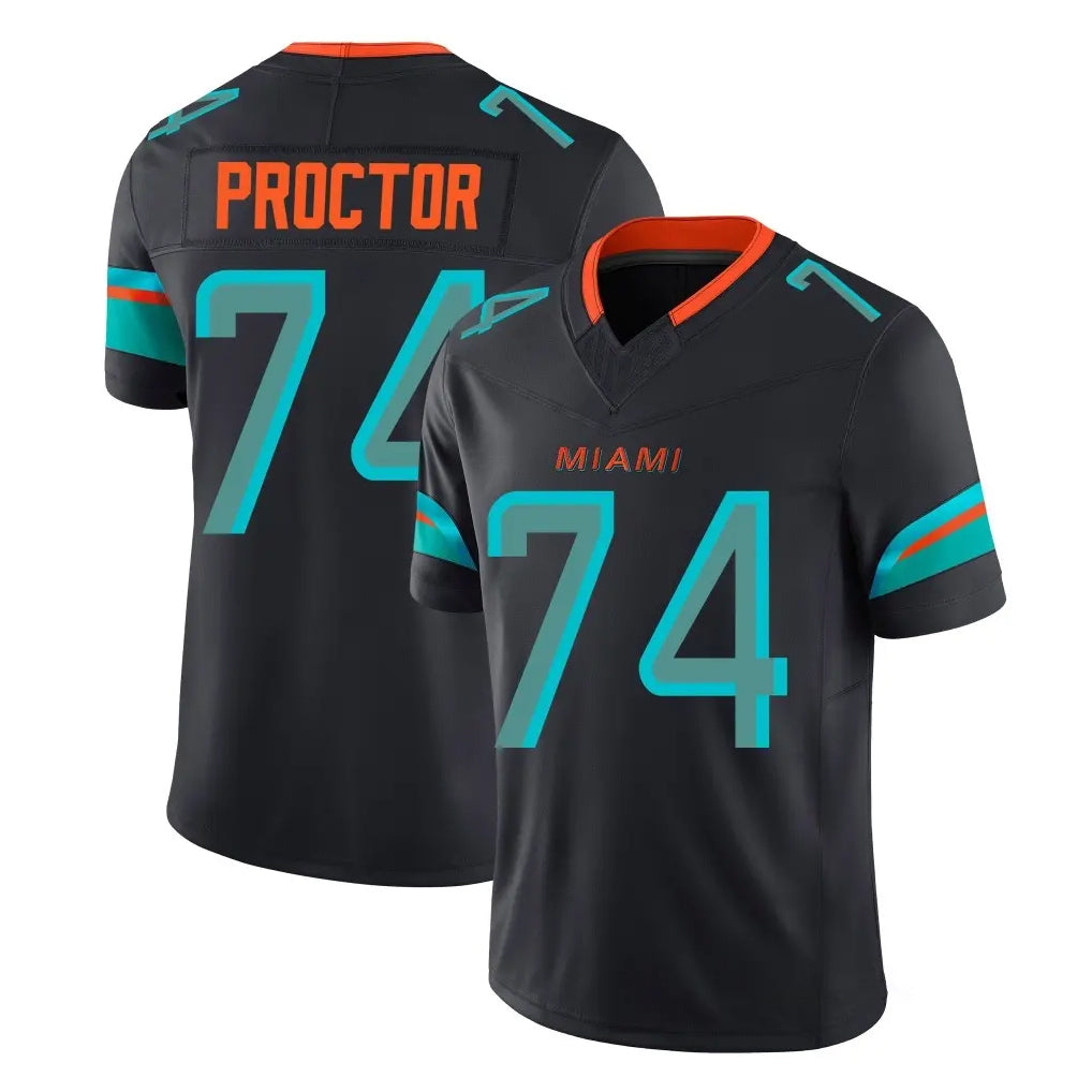 M.Dolphins #74 Kadyn Proctor Player Black Limited Pitch Rivalries Collection Home Game Gdoa Stitched Jerseys