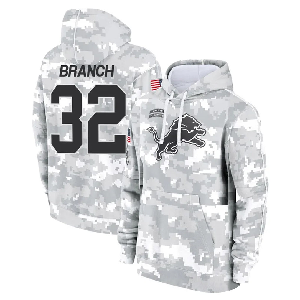 D.Lions #32 Brian Branch Player Arctic Camo Salute to Service Hoodies Limited Game Gdoa Stitched Jerseys