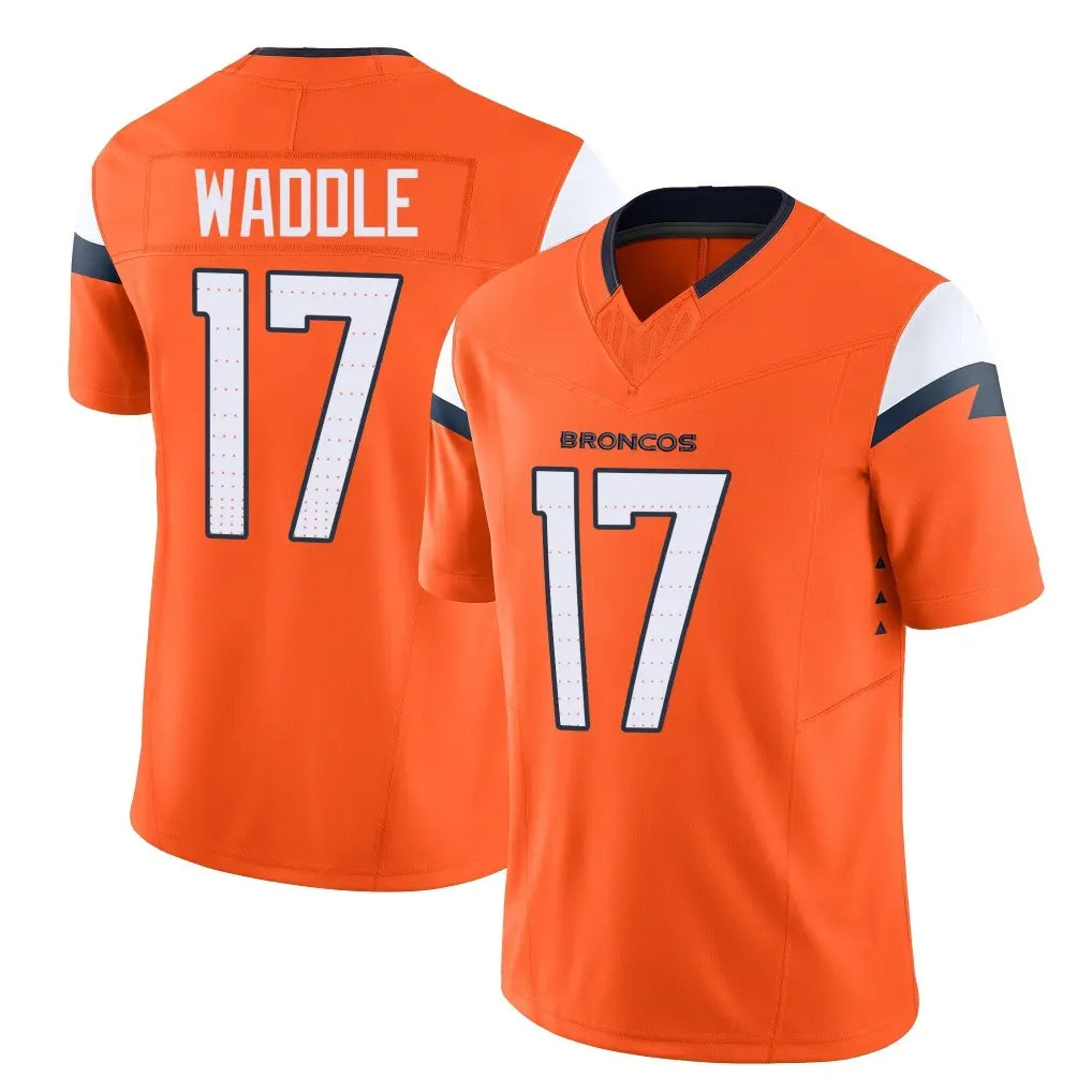D.Broncos #17 Jaylen Waddle Player Orange Vapor F.U.S.E. Limited Home Game Gdoa Stitched Jerseys