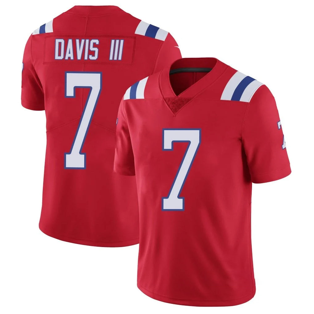 NE.Patriots #7 Carlton Davis III Player Red Limited Vapor F.U.S.E. Home Game Gdoa Stitched Jerseys