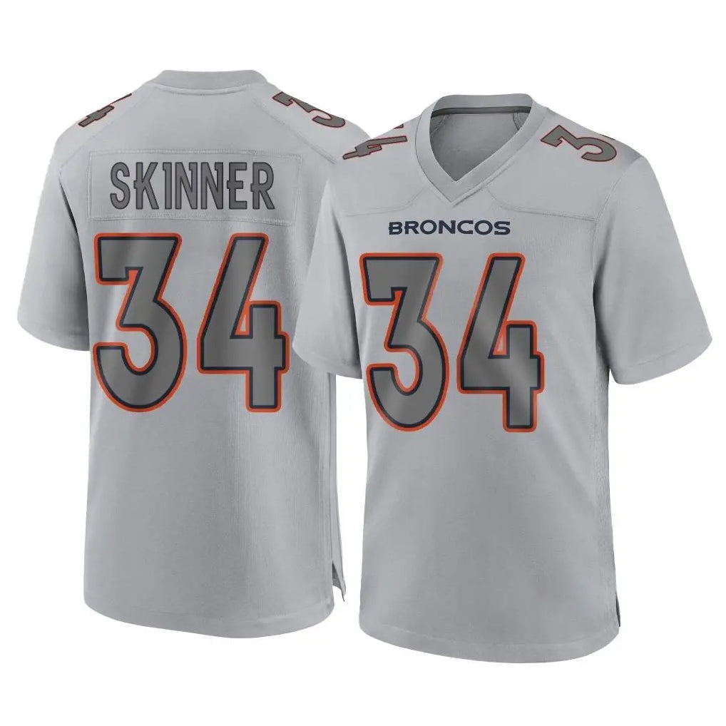D.Broncos #34 JL Skinner Player Gray Atmosphere Fashion Limited Game Gdoa Stitched Jerseys