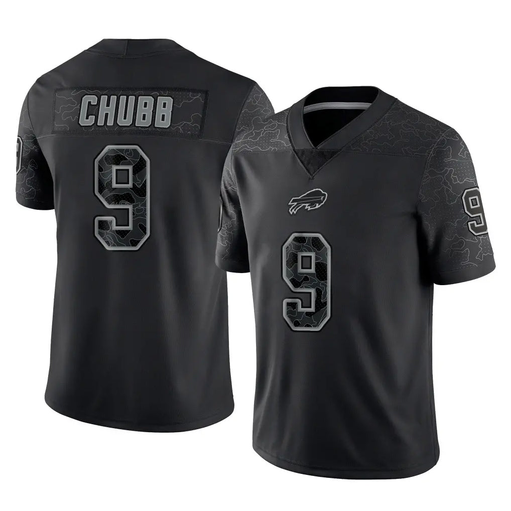 B.Bills #9 Bradley Chubb Player Black RFLCTV Limited Gdoa Stitched Jerseys