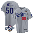 LA.Dodgers #50 Mookie Betts Player Gray World Series Game Home Fdoa Stitched Jerseys