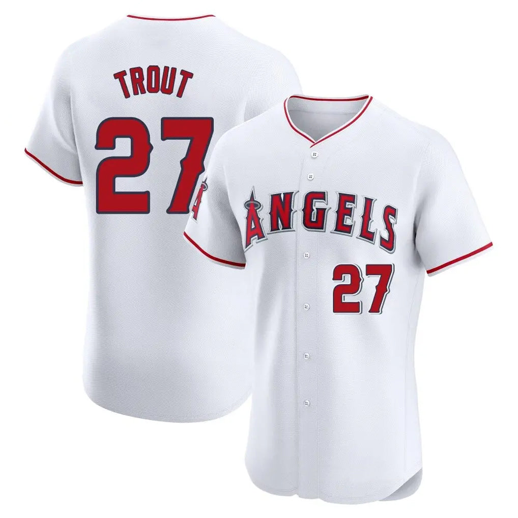LA.Angels #27 Mike Trout Player White Limited Elite Fdoa Stitched Home Jerseys